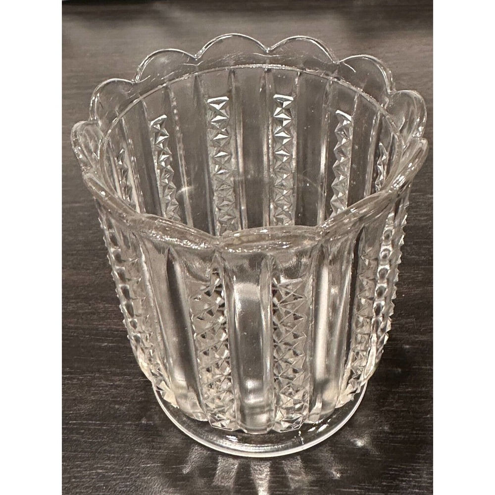 KOKOMO Stars and Stripes, Open Sugar Dish, Pressed Glass, Criss-Cross & Panels